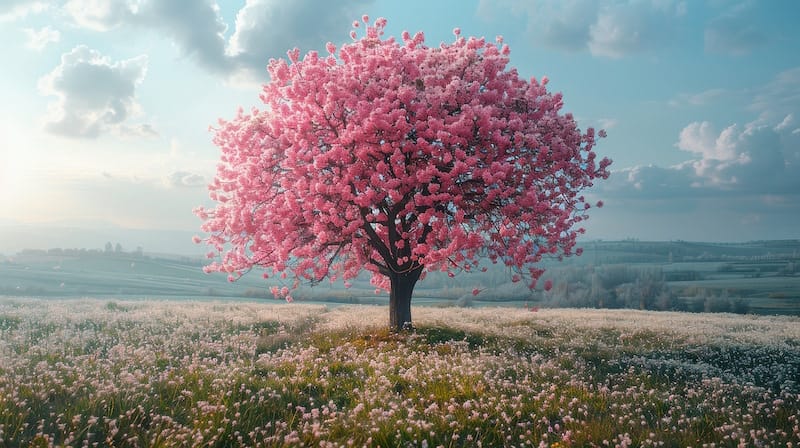 albero rosa in fiore